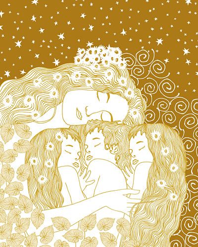 Mutter und drei Kinder