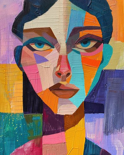 Modernes abstraktes Gesicht mit hellen Farben