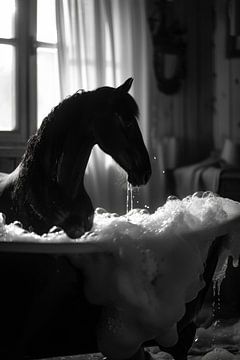 Edel paard in de badkuip - een magische badkamerfoto voor je WC van Felix Brönnimann