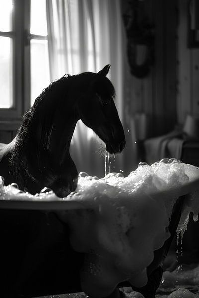 Noble horse in the bathtub - a magical bathroom picture for your WC by Poster Art Shop