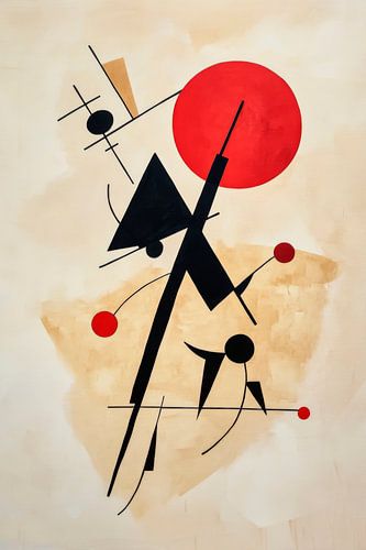 Abstracte compositie in rood en zwart