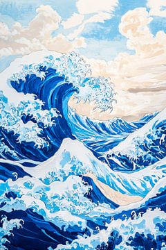 Dynamic waves in blue-grey tones by Poster Art Shop