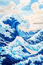 Dynamic waves in blue-grey tones by Poster Art Shop thumbnail