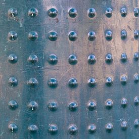 Metal with studs blue green.