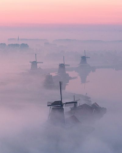 Zaanse Schans: Mystical Windmills in the Morning Mist