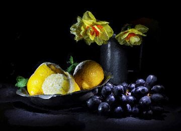 Still life lemons in the style of the Old Masters by Rene Oudshoorn