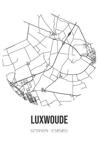 Luxwoude (Fryslan) | Karte | Schwarz und Weiß