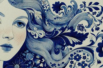 Blaues Haar | Blaue Frau von Kunst Laune