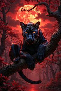 Fantasy Wall Art: NERYON - The Black Panther of the Blood Moon