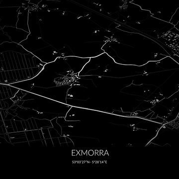 Zwart-witte landkaart van Exmorra, Fryslan. van Rezona