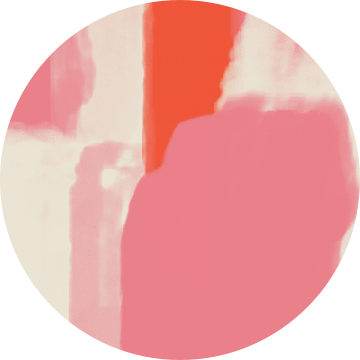Moderne abstracte kunst in neon en pastelkleuren roze, oranje, wit nr.2 van Dina Dankers