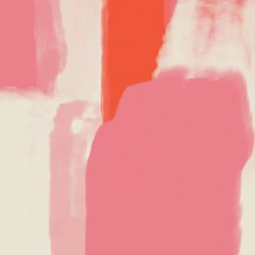Art abstrait moderne aux couleurs néon et pastel rose, orange, blanc no.2 sur Dina Dankers