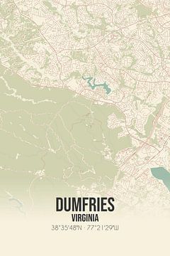 Vintage landkaart van Dumfries (Virginia), USA. van Rezona