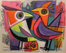 Farbenfrohe Vögel | Colorful Birds von ARTEO Gemälde