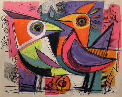 Farbenfrohe Vögel | Colorful Birds von ARTEO Gemälde
