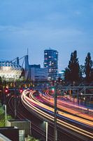 Light tracks over the tracks in Eindhoven