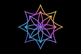 Neon Cosmic Mandala Flower by mei suseno