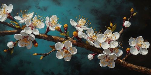 Panoramic Blossom on blue