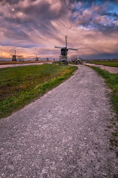 Le chemin vers le moulin de Kinderdijk par Sander Poppe