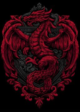 Dragon rouge aux détails artistiques