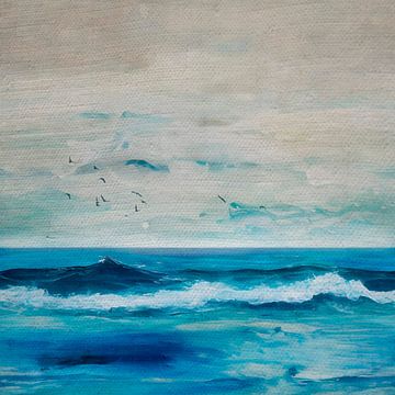 Uitzicht op zee - Digitaal schilderij van Dirk Wüstenhagen