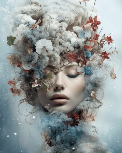 Modern portrait: "Queen of winter" by Carla Van Iersel