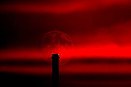 sunset, moon and lights over Swabia von Photoart-Naegele