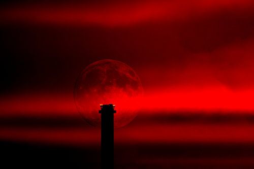 sunset, moon and lights over Swabia