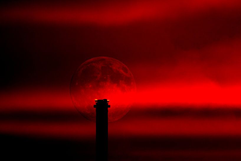sunset, moon and lights over Swabia van Photoart-Naegele