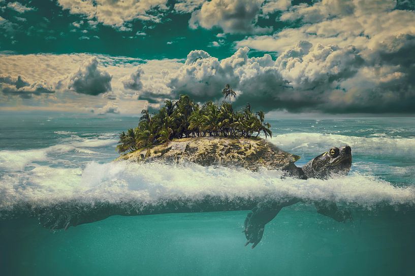 Image manipulation of Turtle with Island - Fantasy Art inspired by Balinese Mythology by Elianne van Turennout