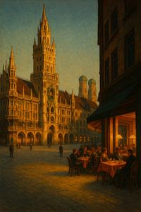 Munich Twilight Café - Edward Hopper inspirierte bayerische Eleganz