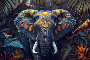 Elefant in tropischer Landschaft von MNS Designs