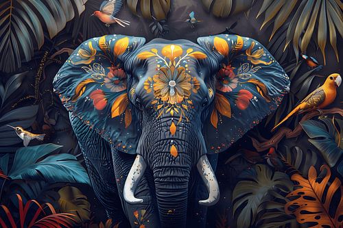 Elephant in tropical landscape