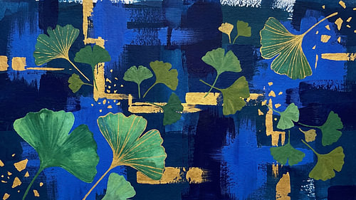 Ginkgo Dreams in Sapphire Gold