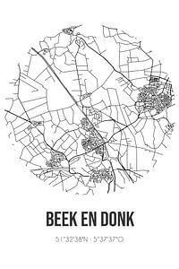 Beek en Donk (Nordbrabant) | Karte | Schwarz und Weiß von Rezona