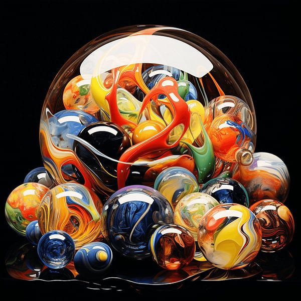 Glasmurmeln Stillleben leuchtend Transparenz Reflexion von gm_designs