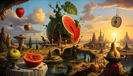 Surreal Fruit Landscape with Fruit