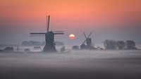 Windmills at sunrise II by Sven Broeckx thumbnail