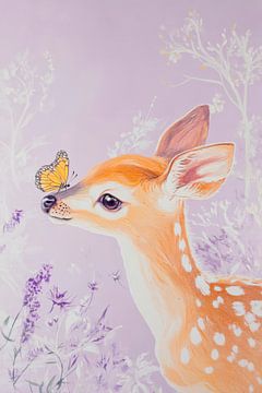 Hert met vlinderillustratie van Poster Art Shop
