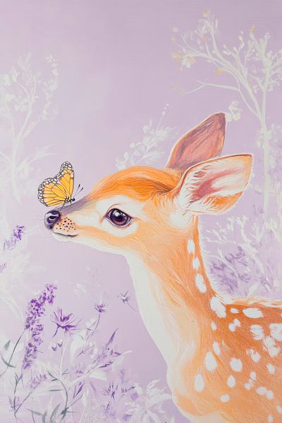 Deer with butterfly illustration by Poster Art Shop