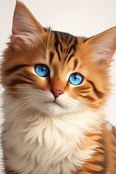 Beauté aux yeux bleus sur De Muurdecoratie