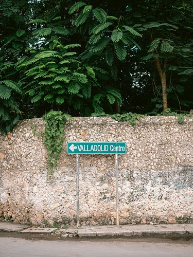 Mexico | Valldolid centro bordje bij het park | Kleurrijke reisfotografie