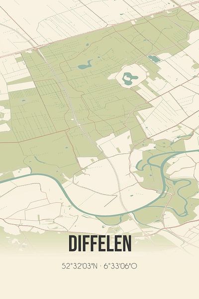 Vintage map of Diffelen (Overijssel) by Prints of Place