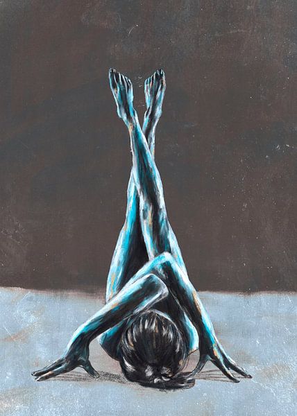 Painting lady in unusual pose by W. Vos