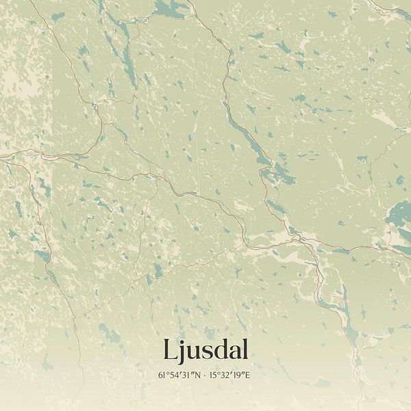 Vintage map of Ljusdal, Sweden. by Prints of Place