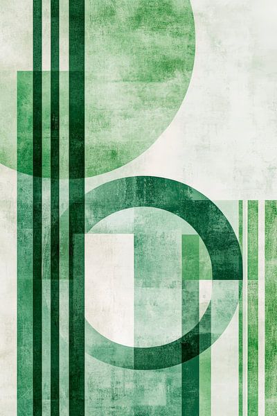 Tons verts géométriques - Composition abstraite par Poster Art Shop