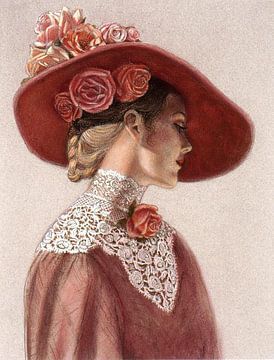 Victoriaanse dame met rozenhoed van vmb switzerland
