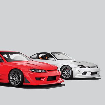 Rood en wit JDM Nissan Silvia S15 autodeur van Zextrume