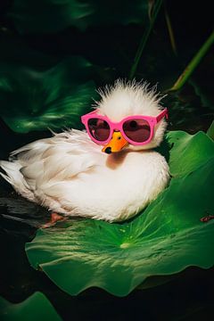 Stylische Ente mit pinken Sonnenbrillen von Poster Art Shop