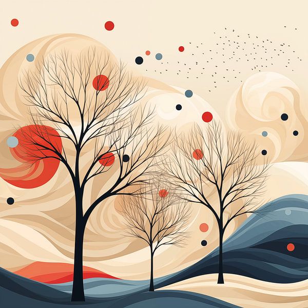 Abstract landschap van Koffie Zwart